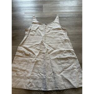 Eileen Fisher Natural Oatmeal Linen Tunic Dress With Pockets Size XL $178